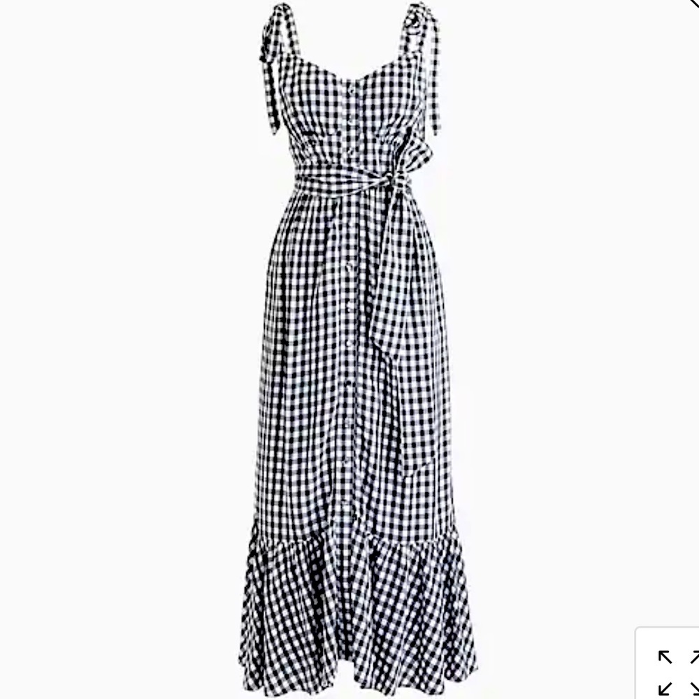 J. Crew Gingham Ruffle front button dress NWT SZ 2